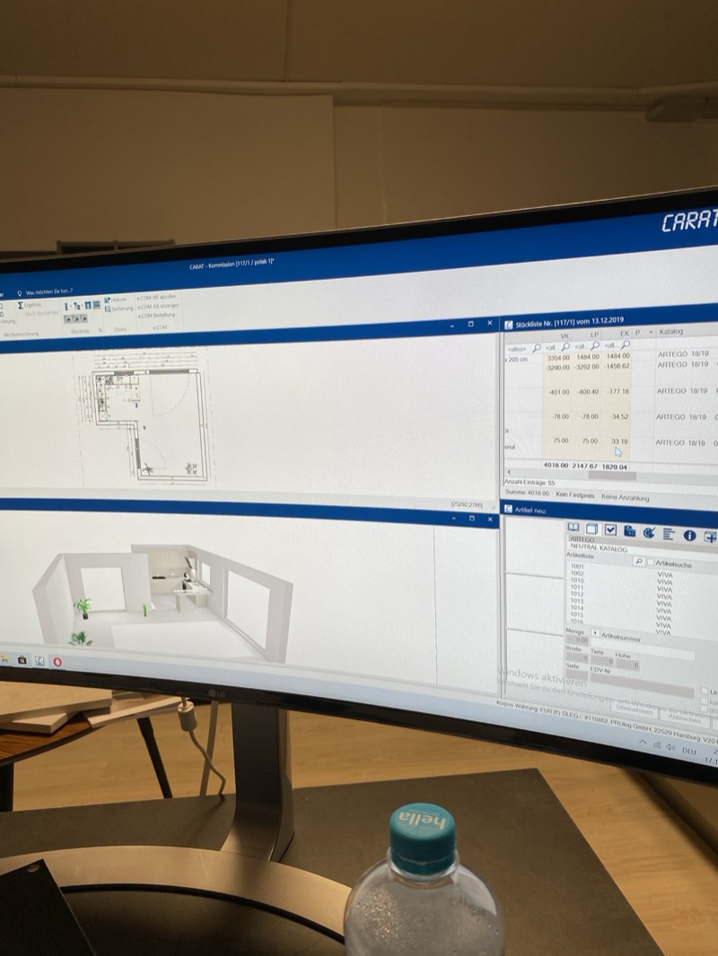 Küchenplanung mit CARAT Software — Stückliste und 3D-Ansicht